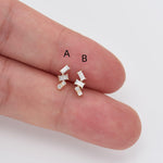 14K Solid Gold Baguette Lab Diamond Cartilage Stud Earring
