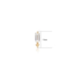 14K Solid Gold Baguette Lab Diamond Push Pin Labret Stud 20G 18G 16G