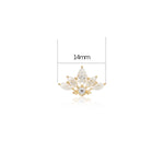 14K Gold Lab Diamond Lotus Cartilage Earring: Threadless Flat Back Stud