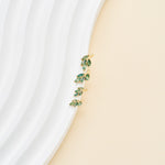 14K Solid Gold Moss Agate Marquise Leaf Threadless Cartilage Flat Back Earring