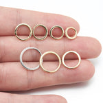 14K Solid Gold Lab Diamond Huggie Clicker Hoop for Helix Conch Cartilage 16G