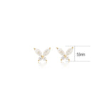 14K Solid Gold Lab Diamond Butterfly Conch Flat Back Stud Earring