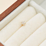 14K Solid Gold L-Shaped Flower Nose Stud
