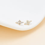 14K Gold Lab Diamond Push Pin Labret Stud, Flat Back Earring