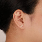 14K Solid Gold Marquise Lab Diamond Threadless Helix Flat Back Earring