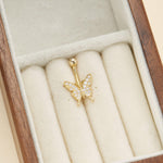 14K Gold Butterfly Belly Ring, Lab Diamond Navel Jewelry, 14G