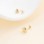 14K Solid Gold Heart Threadless Push Pin Flat Back Labret Stud 20G/18G/16G
