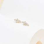 14K Solid Gold Lab Diamond Threadless Flat Back Cartilage Stud Earring