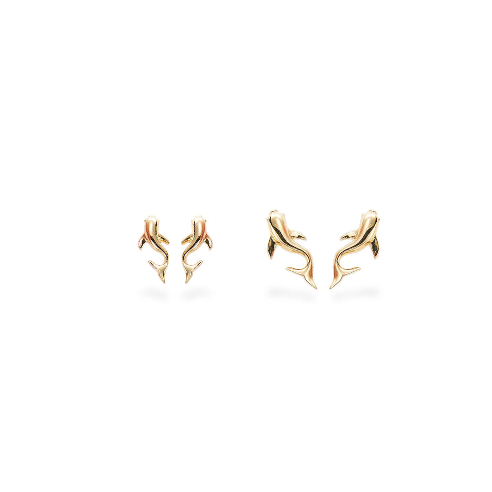 product angle view of 14K solid gold flat back stud earring threadless design nickel-free