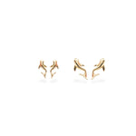 14k Solid Gold Dolphin Threadless Push Pin Flat Back Stud Earring