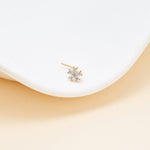 14K Solid Gold L-Shaped Flower Nose Stud