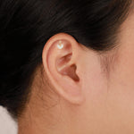 14K Solid Gold Fan Dangle Cartilage Flat Back Earring