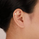 14K Solid Gold Pear Shaped Lab Diamond Lotus Cartilage Flat Back Earring