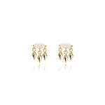 14K Solid Gold Marquise Lab Diamond Dangle Flat Back Stud Earring