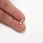14K Solid Gold Marquise Lab Diamond Helix Stud Threadless Flat Back Earring