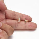 14K Solid Gold Lab Diamond Floral Clicker Hoop Helix Rook Helix Tragus Ring 16G