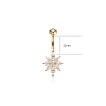 14G 14K Solid Gold Lab Diamond Floral Belly Button Ring