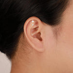 14K Solid Gold Princess Cut Lab Diamond Cartilage Dangle Flat Back Earring