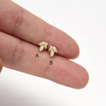 14K Solid Gold Lab Diamond Leaf Threadless Push Pin Flat Back Labret Stud