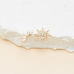 14K Solid Gold Push Pin Labret Stud, Lab Diamond Cartilage Stud