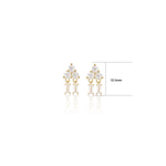 14K Solid Gold Baguette Lab Diamond Dangle Cartilage Flat Back Earring