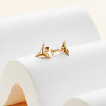 14K Solid Gold Triangle Threadless Flat Back Earrings: Cartilage, Helix, Conch Piercing