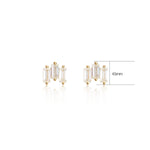 14K Solid Gold Baguette Lab Diamond Threadless Push Pin Flat Back Stud Earring