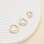 14K Solid Gold Baguette Lab Diamond Daith Clicker Hoop Earring Hinged Septum Ring 18G/16G