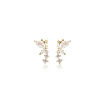 14K Solid Gold Lab Diamond Butterfly Cartilage Earring: Threadless Flat Back Stud