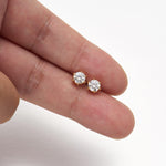 5mm Round Lab Diamond Earlobe Stud Earring: 14K Solid Gold Flat Back Stud