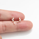 14K Solid Gold Lab Diamond Dangle Cartilage Earring: Threadless Flat Back Stud