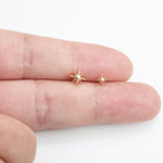14K Solid Gold Starburst Earring, Threadless Push Pin Flat Back Stud