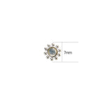 14K White Gold Moonstone Threadless Cartilage Flat Back Stud Earring