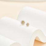 14K Solid Gold Floral Lab Diamond Threadless Cartilage Flat Back Stud Earring