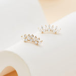 14K Solid Gold Lab Diamond Fan Threadless Flat Back Stud: Cartilage, Conch, Helix  Piercing