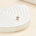 14K Solid Gold Lab Diamond Stars Threadless Cartilage Flat Back Stud Earring