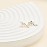 14K Solid Gold Lab Diamond Dangle Cartilage Earring: Threadless Flat Back Stud