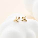 14K Solid Gold Triangle Threadless Flat Back Earrings: Cartilage, Helix, Conch Piercing