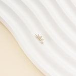 14K Solid Gold Marquise Lab Diamond Helix Stud Threadless Flat Back Earring