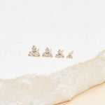 14K Solid Gold Lab Diamond Trinity Threadless Cartilage Flat Back Stud Earring