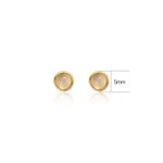 14K Solid Gold Moonstone Threadless Flat Back Earring