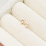 14K Solid Gold Lab Diamonds Push Pin Labret Stud, Threadless Flat Back Earring