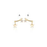 14K Solid Gold Lab Diamond Dangle Star Threadless Flat Back Earring