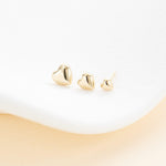 14K Solid Gold Heart Threadless Push Pin Flat Back Labret Stud 20G/18G/16G