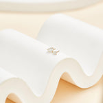 14K Solid Gold Pear Lab Diamond Threadless Cartilage Flat Back Stud Earring