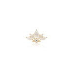 14K Gold Lab Diamond Lotus Cartilage Earring: Threadless Flat Back Stud