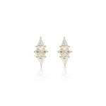 14K Solid Gold Kite Cut Moissanite Flat Back Earring