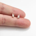 14K Solid Gold Baguette Lab Diamond Flat Back Stud Earring