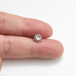 14K White Gold Moonstone Threadless Cartilage Flat Back Stud Earring