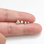 2.5-5mm Heart Lab Diamond Threadless Cartilage Flat Back Stud Earring in 14K Solid Gold